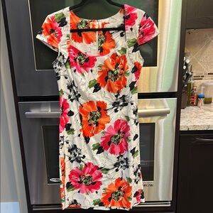 NWOT Olivia‎ Matthews Red Orange Puff Sleeve Sheath Dress